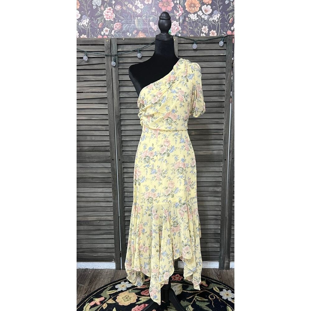Inmod NWT One Shoulder Floral Midi Dress S Cottagecore Wedding Guest Tea Party